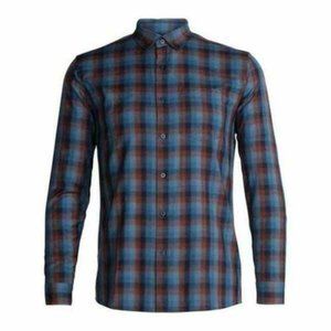 Mens Icebreaker Lodge Flannel Navy/Granite Blue S